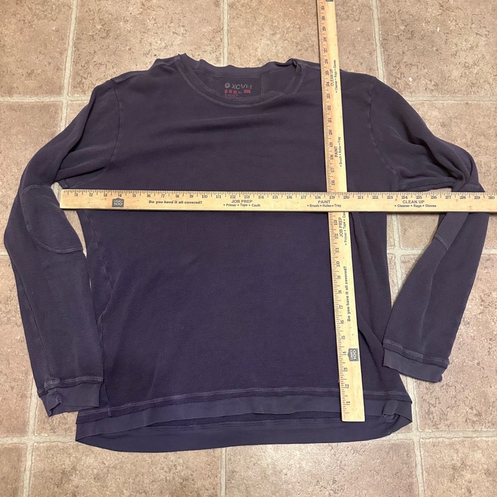 XCVI Thermal Shirt Mens XL Purple Excellent Elbow Patches Waffle Long Sleeve - Picture 4 of 4